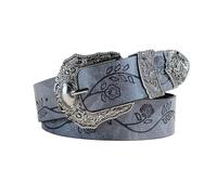 AGUTALITHIC Femmes Hommes Ceinture en Cuir Gaufré Boucle Fantaisie en Filigrane Ceinturon pour La Décoration Quotidienne(110cm/43, Gray)