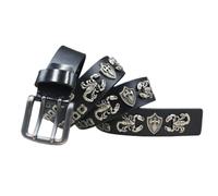 AGUTALITHIC Homme Femme Double œillet Ceinture Creuse Punk Rock Vintage Rivets Bouclier Scorpion Sangle De Taille en Cuir Boucle à Double Ardillon(125cm/49, Black)