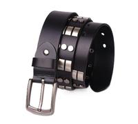 AGUTALITHIC Métal Punk Rock 3 Rangées Ceinture Cloutée pour Femmes Et Hommes Sangle en Cuir Gothique Rivets Ronds Et Rectangulaires Brillants(110cm/43, Black)