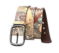 AGUTALITHIC Motif Bohémien Graffiti Ceinture Western pour Femmes Et Hommes,Ceinture Punk avec Pince Simple à Une Seule Branche Boucle Carrée(120cm/47, Flower)