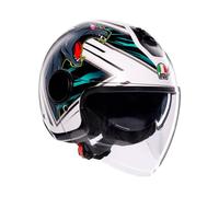AGV Eteres Ghepard, casque à réaction XS Mat Blanc/Noir/Vert Mat Blanc/Noir/Vert