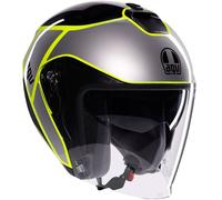 AGV Irides Davao Casque jet, noir-gris-jaune, taille S pour homme