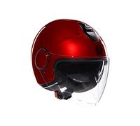 AGV - ETERES E2206, Casque Moto Jet Unisexe, Casque Moto Ouvert avec Anneau Antivol, Visière Anti-Rayures et Anti-UV, Technologie d'Absorption Instantanée de la Sueur, Corsa Red, XL