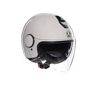 AGV - ETERES E2206, Casque Moto Jet Unisexe, Casque Moto Ouvert avec Anneau Antivol, Visière Anti-Rayures et Anti-UV, Technologie d'Absorption Instantanée de la Sueur, Materia White, M