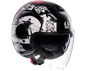 AGV Eteres History Casque jet, noir-blanc-rouge, taille XS pour homme