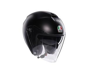 AGV - IRIDES E2206, Casque Moto Jet, Open Face Unisex Helmet, Écran Anti-Rayures et Protection UV, Matt Black, XXL