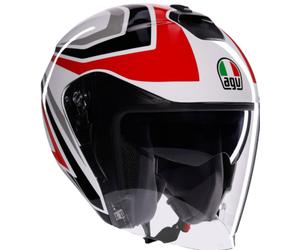 AGV Irides Tolosa Casque jet, Blanc/Rouge/Noir, Taille S (55/56)