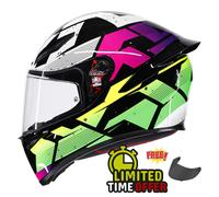 AGV K1-S Punkpulse noir / violet / citron vert - moto à visière foncée gratuite