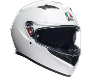 AGV - K3 E2206 MPLK, Casque Moto ECE avec Spoiler et visière UV résistante aux Rayures, Compatible avec l'interphone, Mono White, Unisex, S