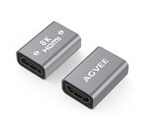 AGVEE [1 paquet] Adaptateur HDMI femelle vers femelle, 8K HDR HDMI 2.1 Coulper Connecteur, Boîtier en alliage pour TV Stick Roku Chromecast Nintendo Switch Xbox PS4 Ordinateur portable PC Gris