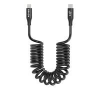 AGVEE Câble de charge court USB-C vers Lightning spiralé de 0,5 m [certifié MFI] 30 W PD Câble de charge rapide dans la voiture pour iPhone 14/13/12/11/XS/8/7/6/5 CarPlay, iPad, iPod, noir