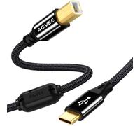 AGVEE Câble d'imprimante USB-C de 2 m, cordon MIDI Type-C vers B | Noyau de ferrite blindé de synchronisation de données stable pour imprimante HP Brother, piano, instrument midi