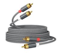 AGVEE Câble RCA 5 m - 2 RCA mâles épais - Câble audio stéréo auxiliaire à six griffes - Pour home cinéma, amplificateur, haut-parleurs actifs ou caisson de basses - Gris