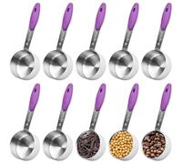 Agwuoetr 10 Pièces de Tasses à Mesurer de 1/4 Pouces, Cuillères à Mesurer en Acier Inoxydable de 2 Oz avec Poignée en Silicone, Mini-Cuillères à Mesurer en Métal pour Cuisson et Pâtisserie