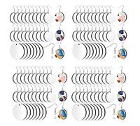 Agwuoetr 120 Pièces Sublimation Boucles d'oreilles Vierges Rondes Panneau MDF Boucles d'oreilles Blanches Boucles d'oreilles de Transfert Chaleur Inachevé pour la Fabrication de DIY