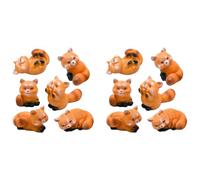 Agwuoetr 12x Figurines Miniatures de Raton Laveur 1 Pouce de Dessin Animé Mini Figurines de Panda Rouge Ensemble de Décorations de Gâteau d'animaux en Résine Mignonnes