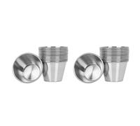 Agwuoetr 20x Tasses à Sauce à Condiments en Acier Inoxydable Brossé de Qualité SupéRieure Pots à ÉPices à Trempettes Liquides - 2,5 Oz 70 ML