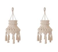Agwuoetr 2X Abat-Jour en Macramé Boho Suspension Suspendue Couverture de Lumière, Abat-Jour de Lustre pour Chambre Salon Pépinière Dortoir Décor à