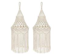 Agwuoetr 2X Abat-Jour en Macramé Suspendu Pendentif LumièRe Couverture Bureau Chambre Salon PéPinièRe Dortoir BohèMe DéCor à
