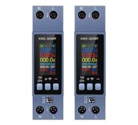 Agwuoetr 2X Compteur D'Énergie WIFI TUYA sur Rail DIN Voltmètre Numérique Ampèremètre Wattmètre AC 100-290V KWh Compteur D'Énergie Télécommande