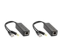 Agwuoetr 2X Mini Répartiteur PoE Gigabit 10/100/1000 Mbps Répartiteur POE Sortie CC 12 V Alimentation sur Ethernet IEEE 802.3af pour IP Came Noir