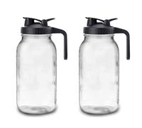 Agwuoetr 2X Pichet en Verre de 64 Oz avec Couvercle à Large Ouverture, Carafe à Eau Étanche, pour Eau, Jus, Lait, Thé, Café Glacé et