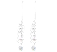 Agwuoetr 2X Queue en Spirale de Boule D'Observation de 17,7 Pouces, Attrape-Soleil Décoratif à Vent, Cristaux de Verre pour la Décoration Extérieure Intérieure