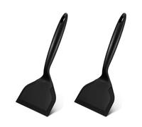 Agwuoetr 2X Spatule à Crêpes en Silicone, Pelle à Omelette, Spatule Retourneur pour Œufs, Crêpes de Poisson, Grattoir de Cuisine Noir