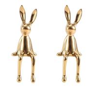 Agwuoetr 2X Statues de Lapin Artisanat en Céramique Créatif Brillant Moderne Figurines d'animaux Nordiques Ornement Décoratif Figurines d'animaux Or
