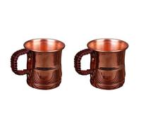 Agwuoetr 2X Tasse à Lait de BièRe en Cuivre Pur FabriquéE à la Main, PoignéE TisséE, Mule d'eau de Moscou ÉPaissie, Tasse de DéJeuner de 400ML, Vaisselle de Table