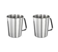 Agwuoetr 2X Tasse à Mesurer en Acier Inoxydable 304 avec Poignée et Rebord Verseur, Pichet en Métal avec Marquage Oz et ML, 48OZ/1500 ML - 6 Tasses