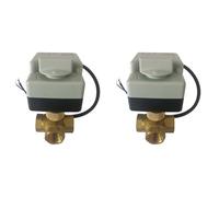 Agwuoetr 2X Vanne à Bille D'Actionneur Électrique de Climatisation AC220V DN15 Vanne à Bille Électrique à Trois Voies à Trois Fils à Deux Commandes