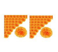 Agwuoetr 3.9 Pouces Fleurs de Souci Artificielle Jour de Morte 100 Pièces Fausse Tête de Fleurs de Souci pour la Fabrication de Guirlandes de Souci