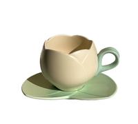 Agwuoetr 300 Ml en Forme de Fleur en Céramique Café Tulipe Tasse Tasse à Thé Soucoupe en Céramique Tasse à Boire Tulipe Tasse, de Haute Qualité C