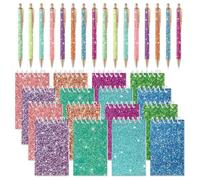 Agwuoetr 32 Stylos et Carnets à Paillettes pour Enfants, Cadeau de Fête, Mini Bloc-Notes à Paillettes, Carnet de Poche, Stylos Fantaisie