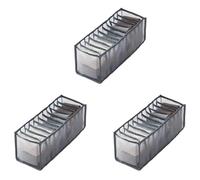 Agwuoetr 3X Organisateur de Rangement pour sous-Vêtements, Soutien-Gorge, Chaussettes, Tiroir Pliable Lavable pour Vêtements (Gris-11 Grilles)