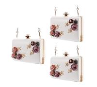 Agwuoetr 3X Sac de Soirée en Cuir pour Femme à la Mode Dîner de Fête Lady Wedding Flower Clutch Purse (Blanc)
