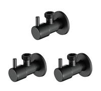 Agwuoetr 3X Vanne D'Angle Noire 304 Vanne D'ArrêT D'Eau en Acier Inoxydable ÉTanche Eau Froide et Chaude Accessoires de Salle de Bain GéNéRaux