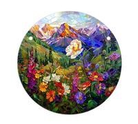 Agwuoetr 4 Pièces Pendentif Disque Acrylique avec Chaîne Pendentif Rétro Européen Fleur Colorée Pendentif Femme Accessoires YK281