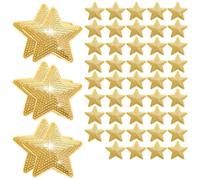 Agwuoetr 50 PièCes éToiles Paillettes Coudre Fer sur Applique éToiles Patchs BrodéS éToile Forme RéParation Patch Bricolage (Or)