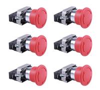 Agwuoetr 6pièces 22mm NC Interrupteur A Bouton-Poussoir D'Arret D'Urgence de Champignon Rouge de 600V 10A ZB2-BE102C XB2-BS542X1