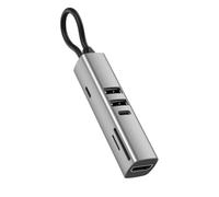 Agwuoetr 7 in 1 USB C Hub pour PC/Ordinateur Portable - USB 3.0, Vidéo HDTV 4K 30Hz, Lecteur de Carte SD TF, PD 100W Multi-Port Charge Silver Grey