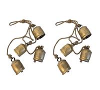 Agwuoetr 8 PièCes Cloches de Vache Cluster sur Corde Grandes Cloches de Vache Chanceuses Vintage Rustiques sur Corde Tenture Murale