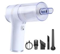 Agwuoetr Aspirateur de Voiture Allumant L'Aspirateur à Main 9000 Pa avec Tasse Transparente, Aspirateur de Détail Rechargeable Blanc