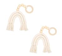 Agwuoetr Boho Arc-en-Ciel Perles en Bois Guirlande Tenture Murale Perles D'Ornement pour Les Décorations de Fête à