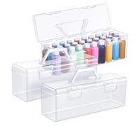 Agwuoetr Boîte de Rangement 3 Pièces pour Peintures Acryliques de 60 Ml, Organiseur Portable en Acrylique avec Poignée, 30 Bouteilles, Blanc