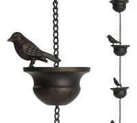 Agwuoetr Chaînes de Pluie pour Gouttières Oiseaux Mobiles sur Tasses Carillons de Pluie Carillons de Pluie de 8 Pieds avec Cintre Attaché et Oiseaux 2 Pièces