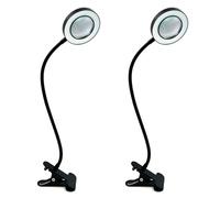 Agwuoetr Clip de Lampe de Bureau à 48 LED avec Loupe 5X 360° Réglable 3 Modes de Lampe de Bureau à LED pour Travaux Manuels de Bureau de Lit-2 Pièces