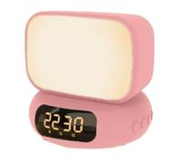 Agwuoetr Enceinte Bluetooth Multifonction Réveil Veilleuse LED Enceinte Horloge de Bureau Rotative LED Rose