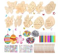 Agwuoetr Ensemble D'Artisanat de Pâques en Bois pour Enfants - 60 Pièces - Kit D'Ornements Non Incluant des Embellissements à Suspendre pour la Saint Valentin.
